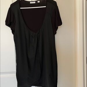 New York & Company Stretch Black Top with silk overlay.
